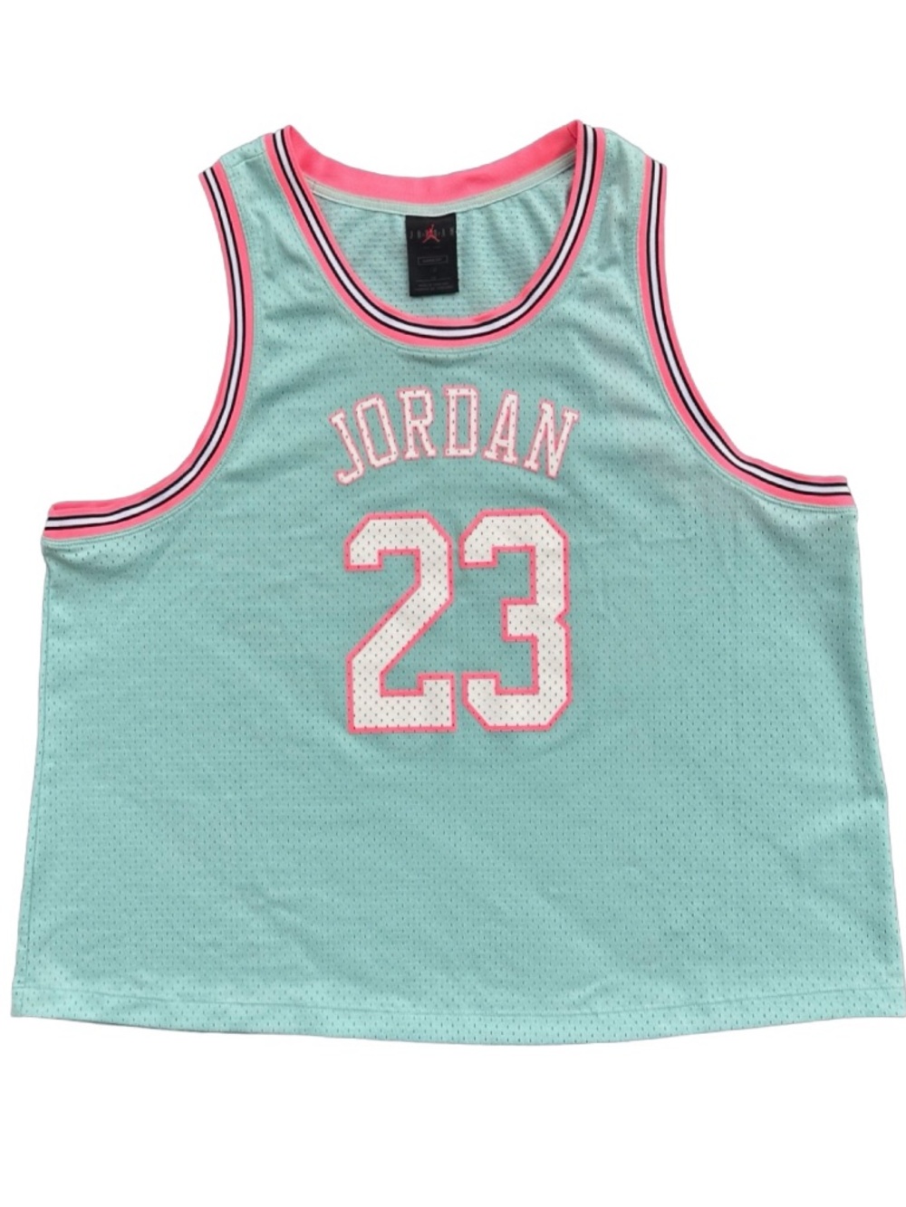 Jordan Essentials Mesh Jersey Tank Top Teal Pink 2X XXL Loose Sleeveless